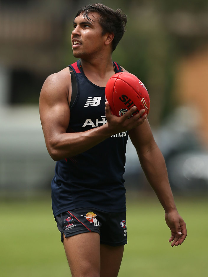 AFL 2015 Training - Melbourne 201115 MELBOURNE, AUSTRALIA - NOVEMBER 20: Jay Kennedy-Harris of the Demons looks on during the Melbourne Demons training session at Gosch's Paddock, Melbourne on November 20, 2015. (Photo: Adam Trafford/AFL Media)